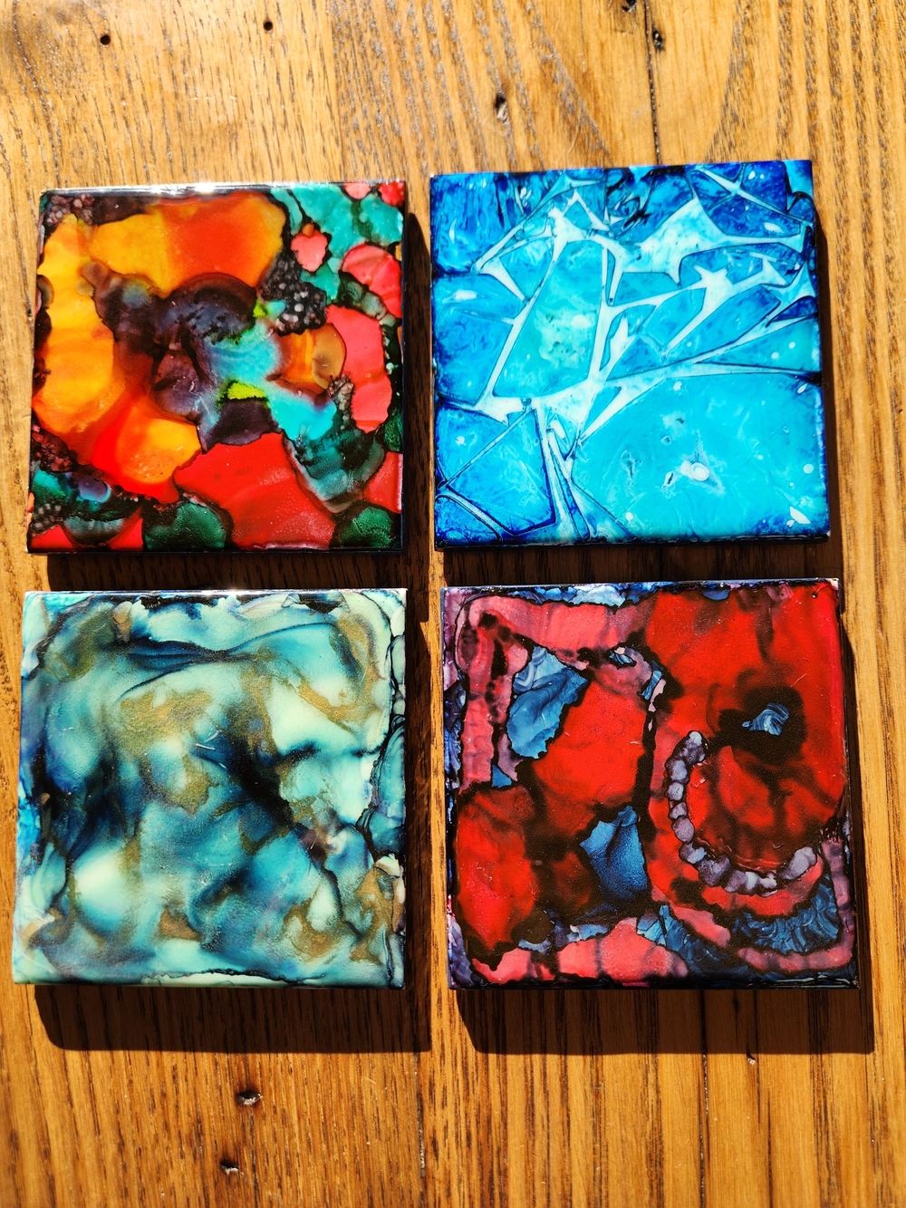 Handmade Abstract Home Art Coasters - Multicolor Set of 4